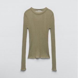 Sheer Ribbed Long Sleeve Shirt